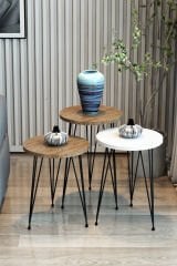 3'lü Zigon Sehpa Yuvarlak Model Zigon Sehpa Metal Tel Ayak