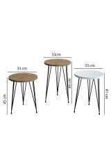 3'lü Zigon Sehpa Yuvarlak Model Zigon Sehpa Metal Tel Ayak