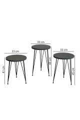 3'lü Zigon Sehpa Yuvarlak Model Zigon Sehpa Metal Tel Ayak