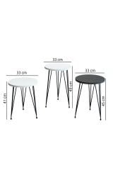 3'lü Zigon Sehpa Yuvarlak Model Zigon Sehpa Metal Tel Ayak