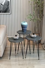 3'lü Zigon Sehpa Sekizgen Model Zigon Sehpa Metal Tel Ayak