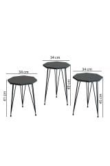 3'lü Zigon Sehpa Sekizgen Model Zigon Sehpa Metal Tel Ayak