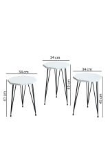 3'lü Zigon Sehpa Sekizgen Model Zigon Sehpa Metal Tel Ayak