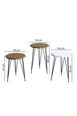 3'lü Zigon Sehpa Sekizgen Model Zigon Sehpa Metal Tel Ayak