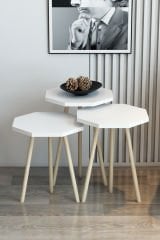3'lü Zigon Sehpa Sekizgen Model Zigon Sehpa Gürgen Ayak