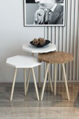 3'lü Zigon Sehpa Sekizgen Model Zigon Sehpa Gürgen Ayak