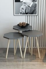 3'lü Zigon Sehpa Sekizgen Model Zigon Sehpa Gürgen Ayak