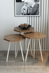 3'lü Zigon Sehpa Sekizgen Model Zigon Sehpa Gürgen Ayak