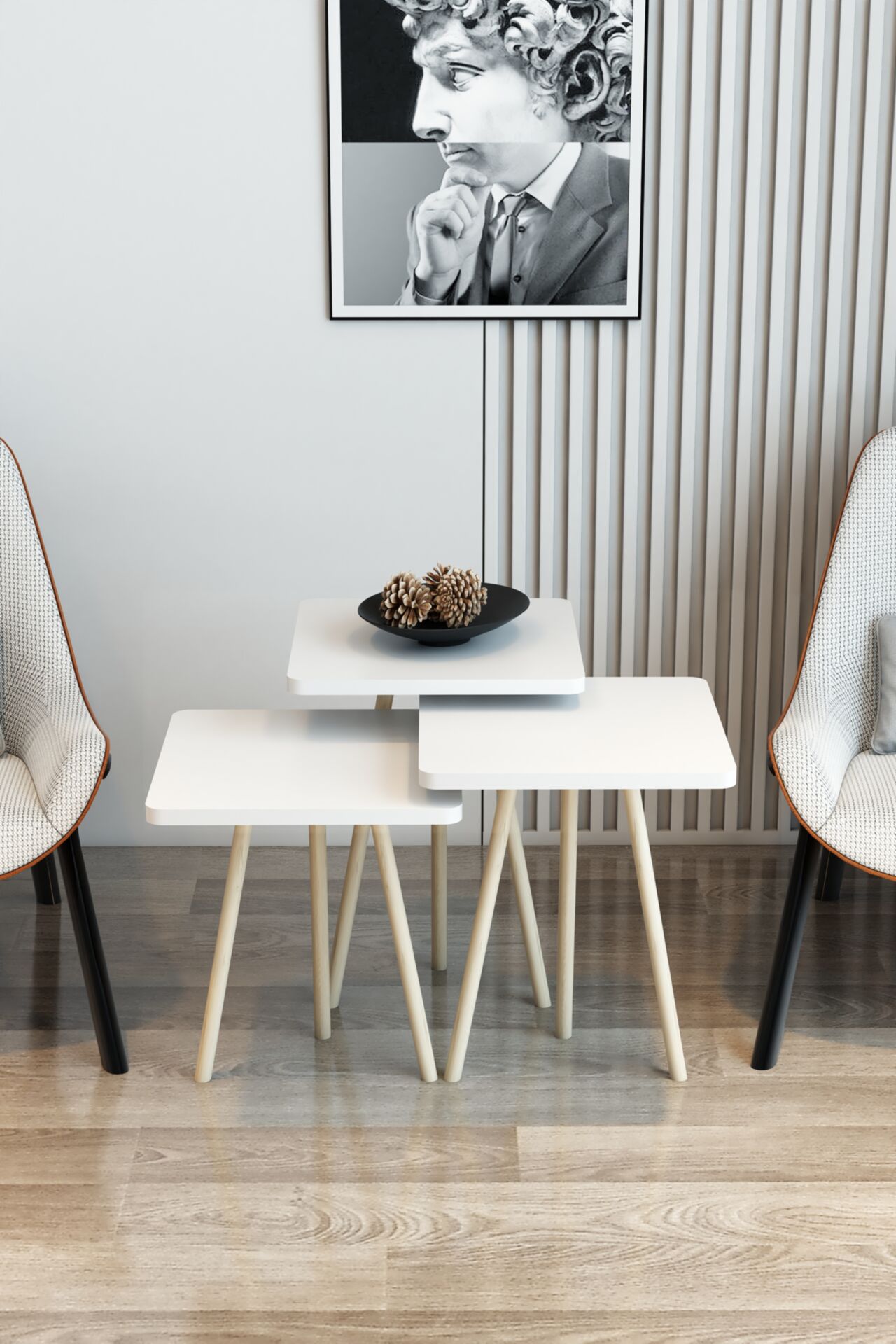 3'lü Zigon Sehpa Kare Model Zigon Sehpa Gürgen Ayak