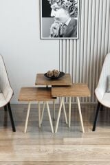 3'lü Zigon Sehpa Kare Model Zigon Sehpa Gürgen Ayak