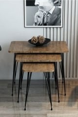 3'lü Zigon Sehpa Dikdörtgen Model Zigon Sehpa Metal Tel Ayak