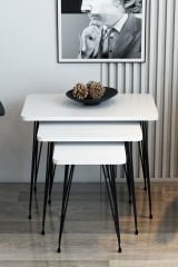 3'lü Zigon Sehpa Dikdörtgen Model Zigon Sehpa Metal Tel Ayak