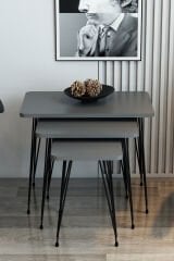 3'lü Zigon Sehpa Dikdörtgen Model Zigon Sehpa Metal Tel Ayak