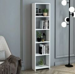 6 Raflı 40 Cm Dekoratif Kitaplık Beyaz Kitaplık Ofis Kitaplığı Dolap Evrak Rafı Ev Rafı Kitap Rafı