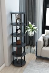 6 Raflı Yuvarlak Tasarım Kitaplık Ofis Salon Kitaplığı Modern Şık Tasarım Kolay Montaj