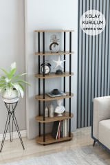 6 Raflı Oval Tasarım Kitaplık Ofis Salon Kitaplığı Modern Şık Tasarım Kitaplık Dosya Rafı Çevir Kur Kolay Montaj