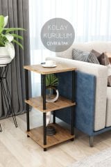 3 Raflı Kare Tasarım Yan Sehpa Kitaplık Özel Tasarım Dekoratif Çevir Kur Kolay Kurulum