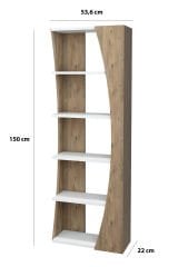 İskandinav Model 6 Raflı Kitaplık Dekoratif Salon Kitaplığı Ofis Kitaplığı