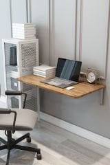 Duvara Monte Katlanır Çalışma Masası Açılır Kapanır Raf Masa Özel Tasarım Portatif Masa Oval Köşeli