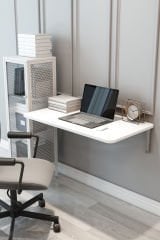 Duvara Monte Katlanır Çalışma Masası Açılır Kapanır Raf Masa Özel Tasarım Portatif Masa Oval Köşeli