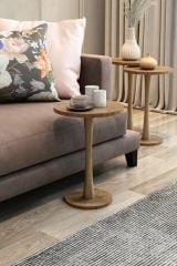 Kum Saati 3lü Zigon Sehpa Yuvarlak Gürgen Ayak Ahşap Zigon Sehpa Oval Ayak