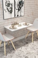 Katlanabilir Duvara Monte Mutfak Masası Açılır Kapanır Raf Masa Ahşap Masa