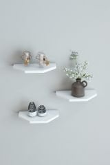 Modalanka 3'Lü Dekoratif Şık Duvar Rafı Uçan Raf Gizli Raf İskandinav Tasarım Modern Kitap Rafı Biblo Rafı