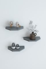 3'Lü Dekoratif Şık Duvar Rafı Uçan Raf Gizli Raf İskandinav Tasarım Modern Kitap Rafı Biblo Rafı